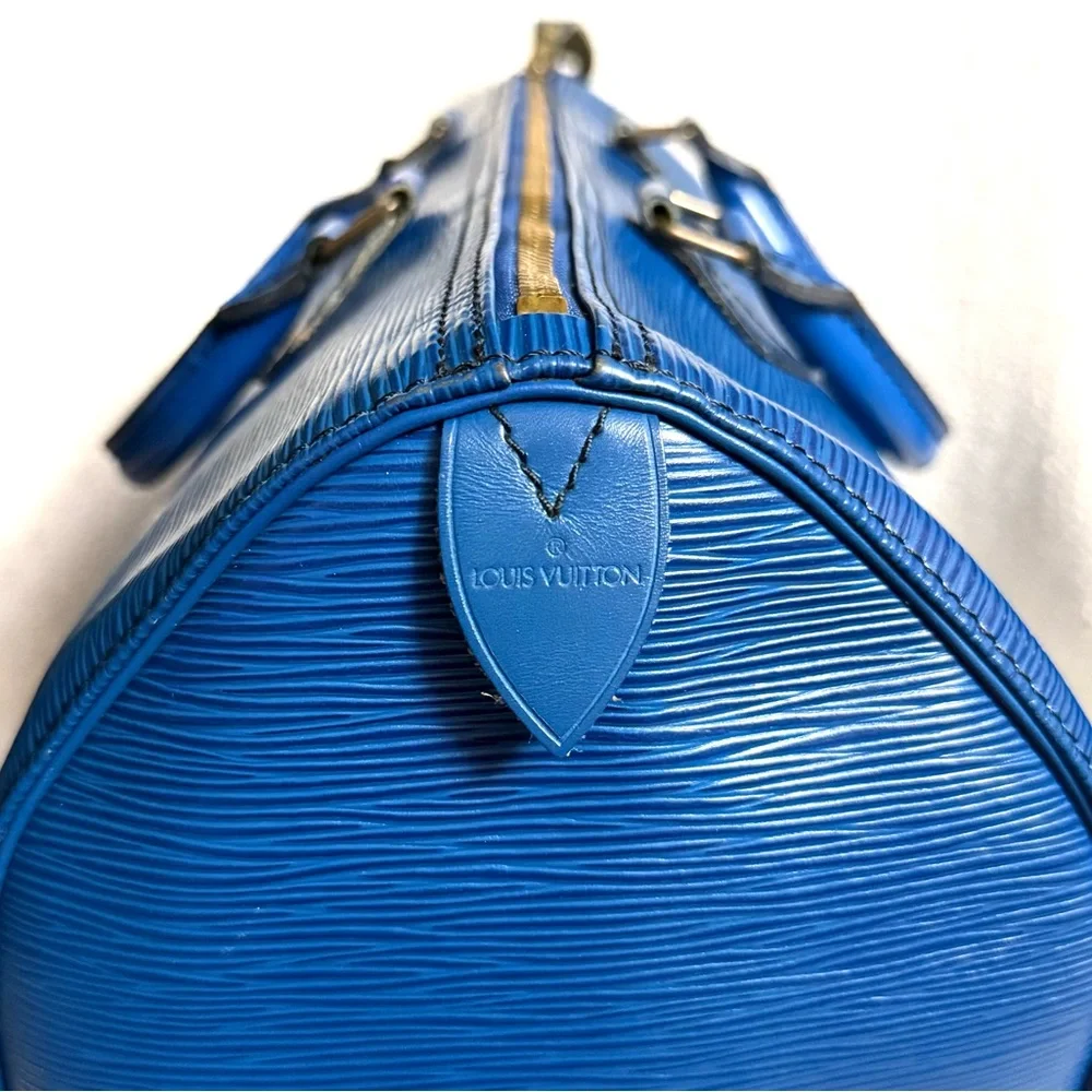 Authentic Louis Vuitton Speedy 35 Epi Leather satchel Bag Toledo blue M42995